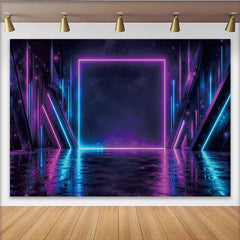 Lofaris Abstrakter Neonfotohintergrund in Blau Lila mit geometrischen Formen, futuristische Kulisse für professionelle Fotografie und Party