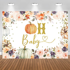 Boho Blumen Kürbis Funkeln Oh Babydusche Hintergrund