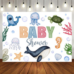 Schön Unterseeisch Kreaturen Weiss Babydusche Hintergrund