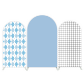 Light Blau Grid Hellblaues Gitter Muster Bogenwand Abdeckung Jungen Geburtstag Party Hintergrund