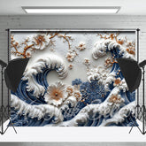 Weiß Blau 3D Wand Blumen Kunst Fotografie Hintergrund