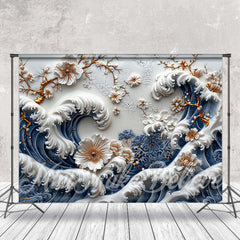 Weiß Blau 3D Wand Blumen Kunst Fotografie Hintergrund