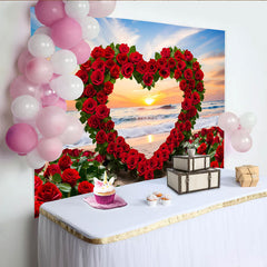 Lofaris Strand Sonnenuntergang Hochzeit Hintergrund Rosenherz