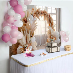 Lofaris Boho Fenster Bogen Hintergrund Pampasgras Ballons