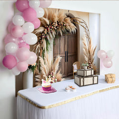 Lofaris Vintage Tür Boho Hintergrund Pampasgras Blumen