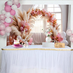 Lofaris Romantischer Ballonbogen Hintergrund Rosa Pampasgras