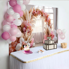 Lofaris Romantischer Ballonbogen Hintergrund Rosa Pampasgras