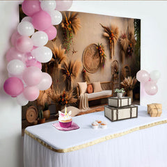 Lofaris Boho Wohnzimmer Hintergrund Rattan Sofa Wanddeko