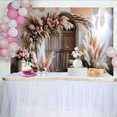 Lofaris Boho Hochzeit Hintergrund Tür Pampasgras & Blumen Deko
