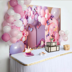Lofaris Schmetterling Ballonbogen Hintergrund Rosa Lila Party