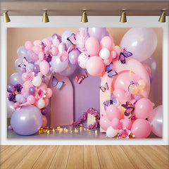 Lofaris Schmetterling Ballonbogen Hintergrund Rosa Lila Party