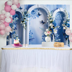 Lofaris Blaue Rosen Fine Art Hintergrund Weißer Ornament Bogen