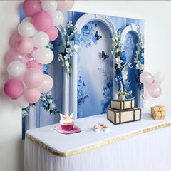 Lofaris Blaue Rosen Fine Art Hintergrund Weißer Ornament Bogen