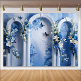 Lofaris Blaue Rosen Fine Art Hintergrund Weißer Ornament Bogen