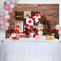Lofaris Valentinstag Liebesbrief Hintergrund Rote Ziegelwand Rosen