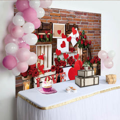 Lofaris Valentinstag Liebesbrief Hintergrund Rote Ziegelwand Rosen