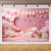 Lofaris Funkelnder Stern Hintergrund Rosa Mond & Teddybär