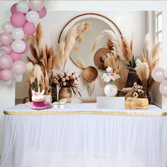 Lofaris Boho Wohnzimmer Hintergrund Spiegel Pampasgras Interieur