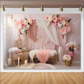 Lofaris Romantischer Boho Makramee Hintergrund Rosa Blumen Kerzen
