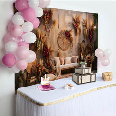 Lofaris Boho Heim Interieur Hintergrund Pampasgras Wandkunst Sofa
