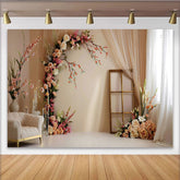 Lofaris Eleganter Blumen Raum Hintergrund Creme Stuhl Blumenbogen