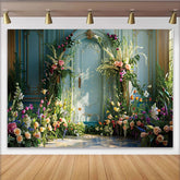 Lofaris Frühlingsgarten Villa Hintergrund Blaue Tür Blumen