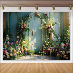 Lofaris Frühlingsgarten Villa Hintergrund Blaue Tür Blumen