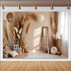 Lofaris Modernes Boho Interieur Hintergrund Laterne Pampasgras