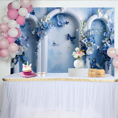 Lofaris Blauer Blumentraum Fine Art Hintergrund Weißer Bogen