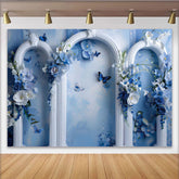Lofaris Blauer Blumentraum Fine Art Hintergrund Weißer Bogen