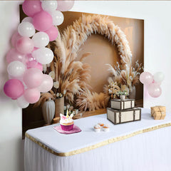Lofaris Boho Pampas Kranz Hintergrund Runder Blumenbogen