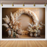Lofaris Boho Pampas Kranz Hintergrund Runder Blumenbogen