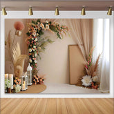 Lofaris Eleganter Pfirsich Blumen Raum Hintergrund Laterne