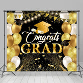 Grad Gold Schwarz Luftballons Funkeln Abschluss Hintergrund