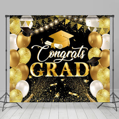 Grad Gold Schwarz Luftballons Funkeln Abschluss Hintergrund