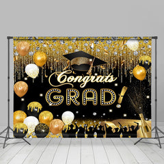 Grad Diamant Luftballons Schwarz Gold Abschluss Hintergrund