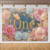 Lofaris Blumen 1. Geburtstag Hintergrund Goldenes ONE Pfingstrose
