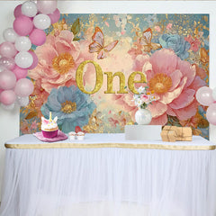 Lofaris Rosa Pfingstrose 1. Geburtstag Hintergrund Glitzer ONE