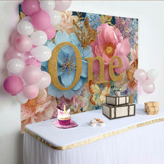 Lofaris Königlicher Blumen 1. Geburtstag Hintergrund Schmetterling
