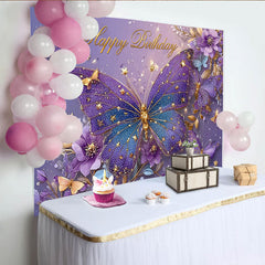 Lofaris Lila Schmetterling Geburtstag Hintergrund Gold Sterne