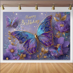 Lofaris Magischer Blau Lila Schmetterling Geburtstag Hintergrund