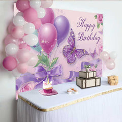 Lofaris Fotohintergrund Lila Schmetterling Geburtstag Eleganter Ballon Rosen 16. Party Deko