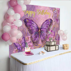 Lofaris Fotohintergrund Lila Fantasie Schmetterling Blumen Magisch Party Cake Smash Deko