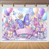 Lofaris Fotohintergrund Magisch Blau Lila Schmetterling Krone Geschenkbox Prinzessin Deko