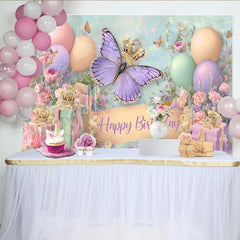 Lofaris Fotohintergrund Pastell Schmetterling Krone Geburtstag Ballon Geschenk Cake Smash
