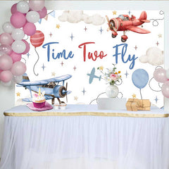 Lofaris Fotohintergrund 2. Geburtstag Flugzeug Wolken Himmel Vintage Junge Party Dekoration