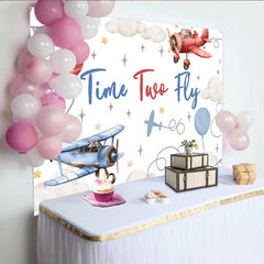 Lofaris Fotohintergrund 2. Geburtstag Flugzeug Wolken Himmel Vintage Junge Party Dekoration