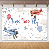 Lofaris Fotohintergrund 2. Geburtstag Flugzeug Wolken Himmel Vintage Junge Party Dekoration