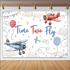 Lofaris Fotohintergrund 2. Geburtstag Flugzeug Wolken Himmel Vintage Junge Party Dekoration