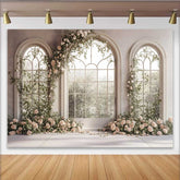 Lofaris Fotohintergrund Weißer Fensterbogen Blumen Frühling Rosengarten Hochzeit Brautparty